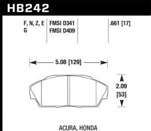 Honda Civic Brake Pads - Front - Hawk Performance - HPS 5.0 - 1.6L - `92-`93