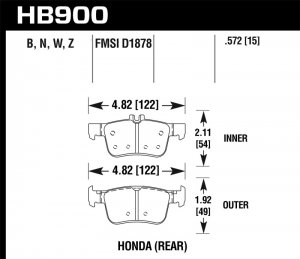 Honda Civic Brake Pads - Rear - Hawk Performance - Performance Ceramic - `16-`17