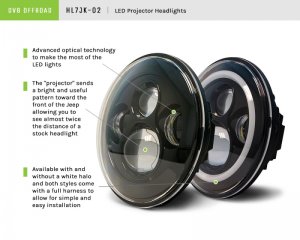 Jeep Wrangler JK Headlights - Front - DV8 Offroad - LED Projector w/ Angel Eyes - `07-`18