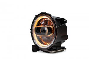 Jeep Gladiator Headlights - DV8 Offroad - LED Projector, Amber and White Halo - Chrome - 2020+