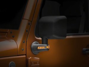 Jeep Wrangler JK Side Mirrors with LED Signal Indicators - Driver and Passenger Side - Raxiom - Black - `07-`18