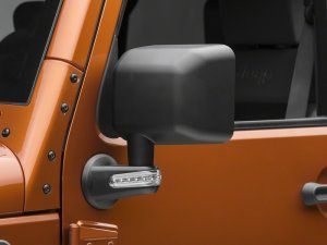 Jeep Wrangler JK Side Mirrors with LED Signal Indicators - Driver and Passenger Side - Raxiom - Black - `07-`18
