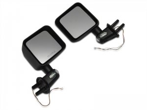 Jeep Wrangler JK Side Mirrors with LED Signal Indicators - Driver and Passenger Side - Raxiom - Black - `07-`18