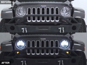 Jeep Wrangler JK LED Halo Projector Headlights - Raxiom - Chrome - `07-`18