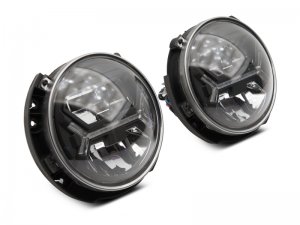 Jeep Wrangler JK LED Halo Headlights - Raxiom - Black - `07-`18