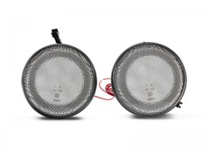 Jeep Wrangler JK LED Turn Signals with Halo - Front - Raxiom - Axial Series - Clear - `07-`18