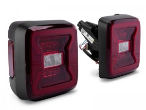 Jeep Wrangler JL Tail Lights - Raxiom - LED - Black Housing - Red Lens - `18-`22