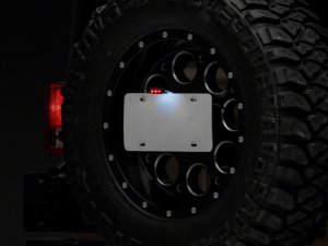 Jeep Wrangler JK License Plate Bracket w/ LED Brake Light - Raxiom - Axial Series - Textured Black - `07-`18