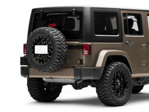 Jeep Wrangler JK License Plate Bracket w/ LED Brake Light - Raxiom - Axial Series - Textured Black - `07-`18