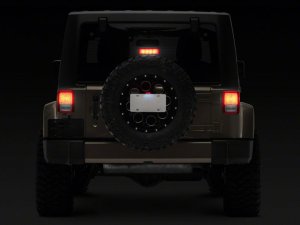Jeep Wrangler JK License Plate Bracket w/ LED Brake Light - Raxiom - Axial Series - Textured Black - `07-`18