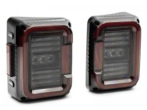 Jeep Wrangler JK LED Taillights - Raxiom - Axial Series LED Halo - Dark Smoked - `07-`18