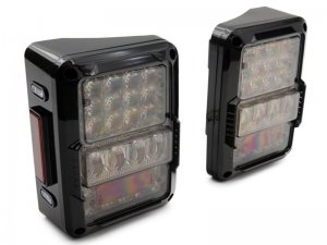 Jeep Wrangler JK LED Taillights - Raxiom - Axial Series Lux - Black Housing (Clear Lens) - `07-`18