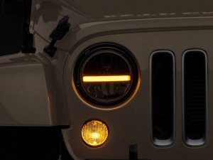 Jeep Wrangler JK LED Headlights - Raxiom - DRL - Blk Housing - Black - `07-`18