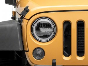 Jeep Wrangler JK LED Headlights - Raxiom - w/ Halos- Black Housing - Clear - `07-`18