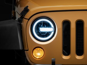 Jeep Wrangler JK LED Headlights - Raxiom - w/ Halos- Black Housing - Clear - `07-`18