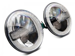 Jeep Wrangler JK LED Headlights - Raxiom - w/ Halos- Black Housing - Clear - `07-`18
