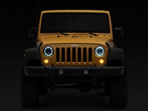 Jeep Wrangler JK LED Headlights - Raxiom - Axial 7-In with DRL - Chrome - `07-`18