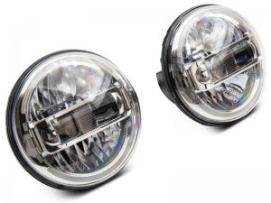 Jeep Wrangler JK LED Headlights - Raxiom - Axial 7-In with DRL - Chrome - `07-`18