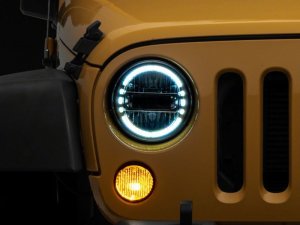 Jeep Wrangler JK LED Headlights - Raxiom - Axial 7-In with DRL - Chrome - `07-`18