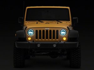 Jeep Wrangler JK LED Headlights - Raxiom - Axial 7-In with DRL - Chrome - `07-`18