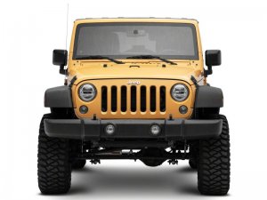 Jeep Wrangler JK LED Headlights - Raxiom - Axial 7-In with DRL - Chrome - `07-`18