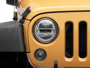 Jeep Wrangler JK LED Headlights - Raxiom - Axial 7-In with DRL - Chrome - `07-`18