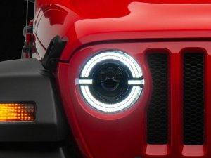 Jeep Gladiator LED Headlights - Raxiom - Axial Series 9-In LED Angel Eye - Black Housing - `18-`23