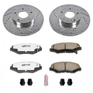 Honda Civic Brake Kit - Front - PowerStop - Drilled & Slotted Rotors + Carbon-Fiber Ceramic Pads - `13-`21