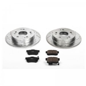 Honda Civic Brake Kit - Rear - PowerStop - Drilled & Slotted Rotors + Carbon-Fiber Ceramic Pads - `06-`15