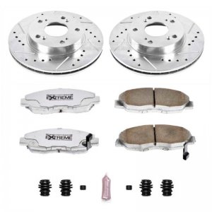 Honda Civic Brake Kit - Front - PowerStop - Drilled & Slotted Rotors + Carbon-Fiber Ceramic Pads - `06-`11