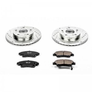 Honda Civic Brake Kit - Front - PowerStop - Drilled + Slotted Rotors + Carbon-Fiber Ceramic Pads - `04-`05