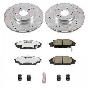 Honda Civic Brake Kit - Front - PowerStop - Drilled & Slotted Rotors + Carbon-Fiber Ceramic Pads - `06-`11