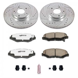 Honda Civic Brake Kit - Front - PowerStop - Drilled & Slotted Rotors + Carbon-Fiber Ceramic Pads - `12-`15