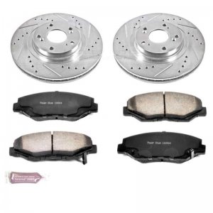 Honda Civic Brake Kit - Front - PowerStop - Drilled & Slotted Rotors + Carbon-Fiber Ceramic Pads - `12-`15