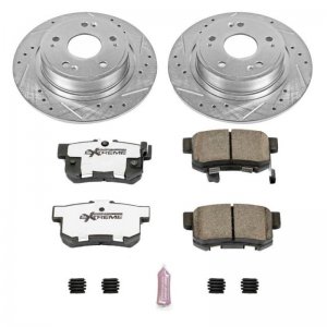 Honda Civic Brake Kit - Rear - PowerStop - Drilled & Slotted Rotors + Carbon-Fiber Ceramic Pads - 2015