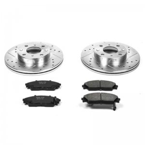 Honda Civic Brake Kit - Front - PowerStop - Drilled & Slotted Rotors + Carbon-Fiber Ceramic Pads - `90-`91