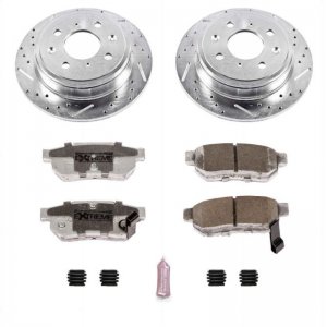 Honda Civic Brake Kit - Rear - PowerStop - Drilled & Slotted Rotors + Carbon-Fiber Ceramic Pads - `92-`95
