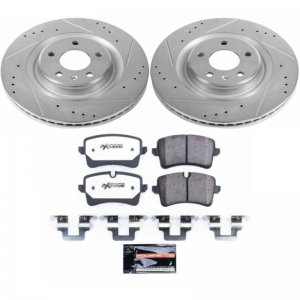 Porsche Macan Brake Kit - Rear - PowerStop - Drilled & Slotted Rotors + Carbon-Fiber Ceramic Pads - `15-`20