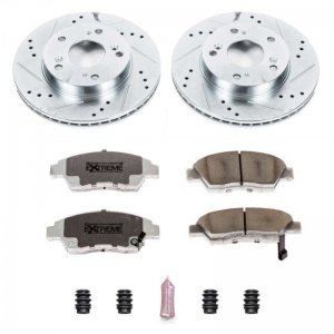 Honda Civic Brake Kit - Front - PowerStop - Drilled & Slotted Rotors + Carbon-Fiber Ceramic Pads - `12-`15