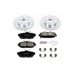 Honda Civic Brake Kit - Front - PowerStop - Drilled & Slotted Rotors + Carbon-Fiber Ceramic Pads - `12-`15