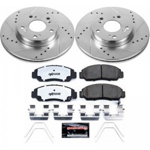 Honda Civic Brake Kit - Front - PowerStop - Drilled & Slotted Rotors + Carbon-Fiber Ceramic Pads - `12-`15