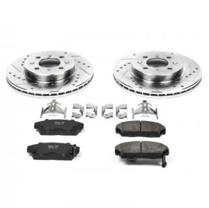 Honda Civic Brake Kit - Front - PowerStop - Drilled & Slotted Rotors + Carbon-Fiber Ceramic Pads - `90-`93