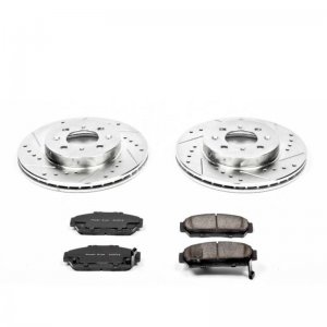 Honda Civic Brake Kit - Front - PowerStop - Drilled & Slotted Rotors + Carbon-Fiber Ceramic Pads - `93-`95