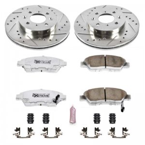 Honda Civic Brake Kit - Front - PowerStop - Z26 Street Performance Ceramic Pads + Drilled & Slotted Rotors - `93-`95