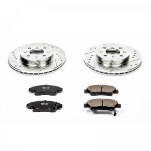 Honda Civic Brake Kit - Front - PowerStop - Drilled & Slotted Rotors + Carbon-Fiber Ceramic Pads - `93-`95