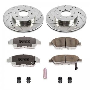 Honda Civic Brake Kit - Front - PowerStop - Drilled & Slotted Rotors + Carbon-Fiber Ceramic Pads - `03-`05