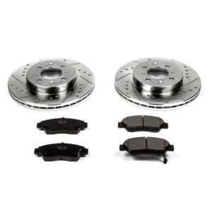Honda Civic Brake Kit - Front - PowerStop - Drilled & Slotted Rotors + Carbon-Fiber Ceramic Pads - `03-`05