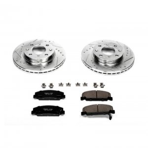 Honda Civic Brake Kit - Front - PowerStop - Drilled & Slotted Rotors + Carbon-Fiber Ceramic Pads - `90-`00