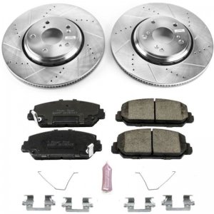 Honda Civic Brake Kit - Front - PowerStop - Drilled & Slotted Rotors + Carbon-Fiber Ceramic Pads - `17-`20