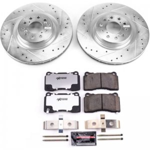Honda Civic Brake Kit - Front - PowerStop - Drilled & Slotted Rotors + Carbon-Fiber Ceramic Pads - `17-`19